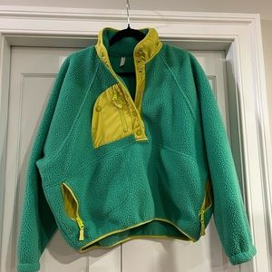 FP Movement Hit The Slopes Pullover Fleece Jacket Colorblock Teal Green Jade SzM